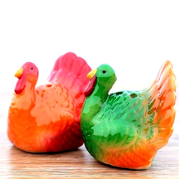 AUTUMN FALL Harvest Thanksgiving  Turkey Mini Salt & Pepper Shakers NWT - Picture 11 of 11